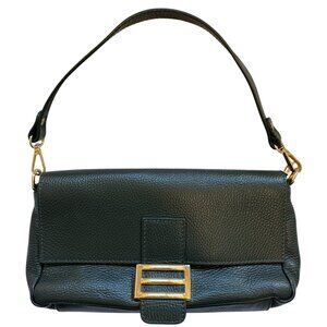Italian Leather Forest Green Pochette Bag